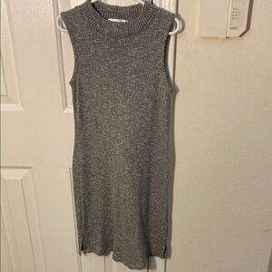 Cotton Emporium Gray Mock Neck Sheath Dress